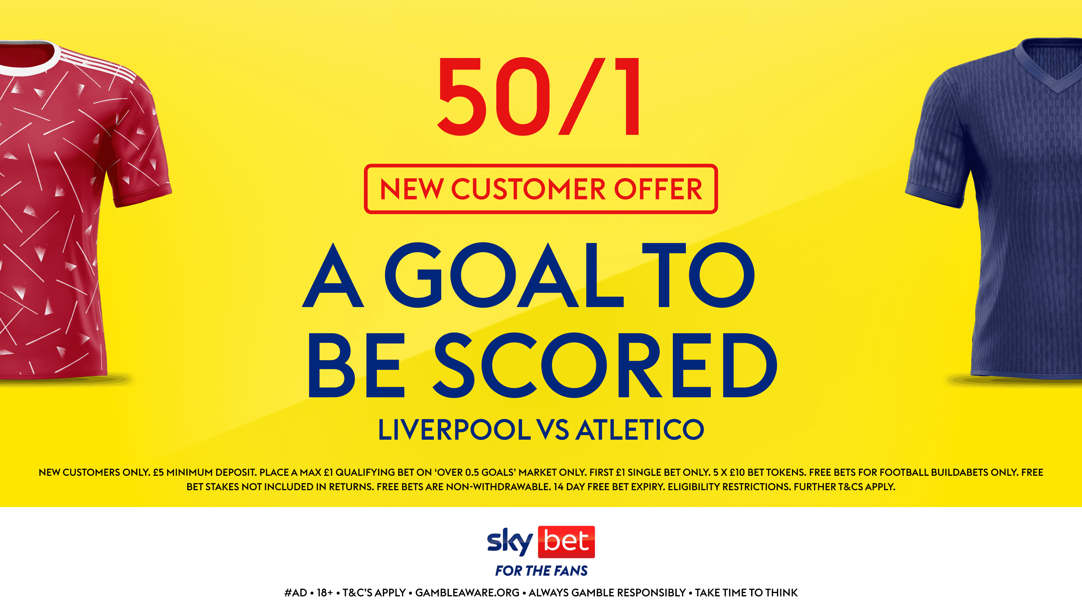 Sky Bet Sign Up Offer: A Goal to be Scored in Liverpool vs Atletico @50/1