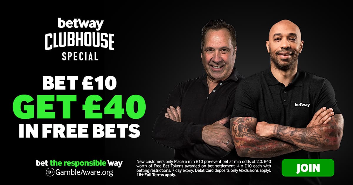 Bet £10 Get £40 in Free Bets with Betway! Premier League Free Bets & Offers