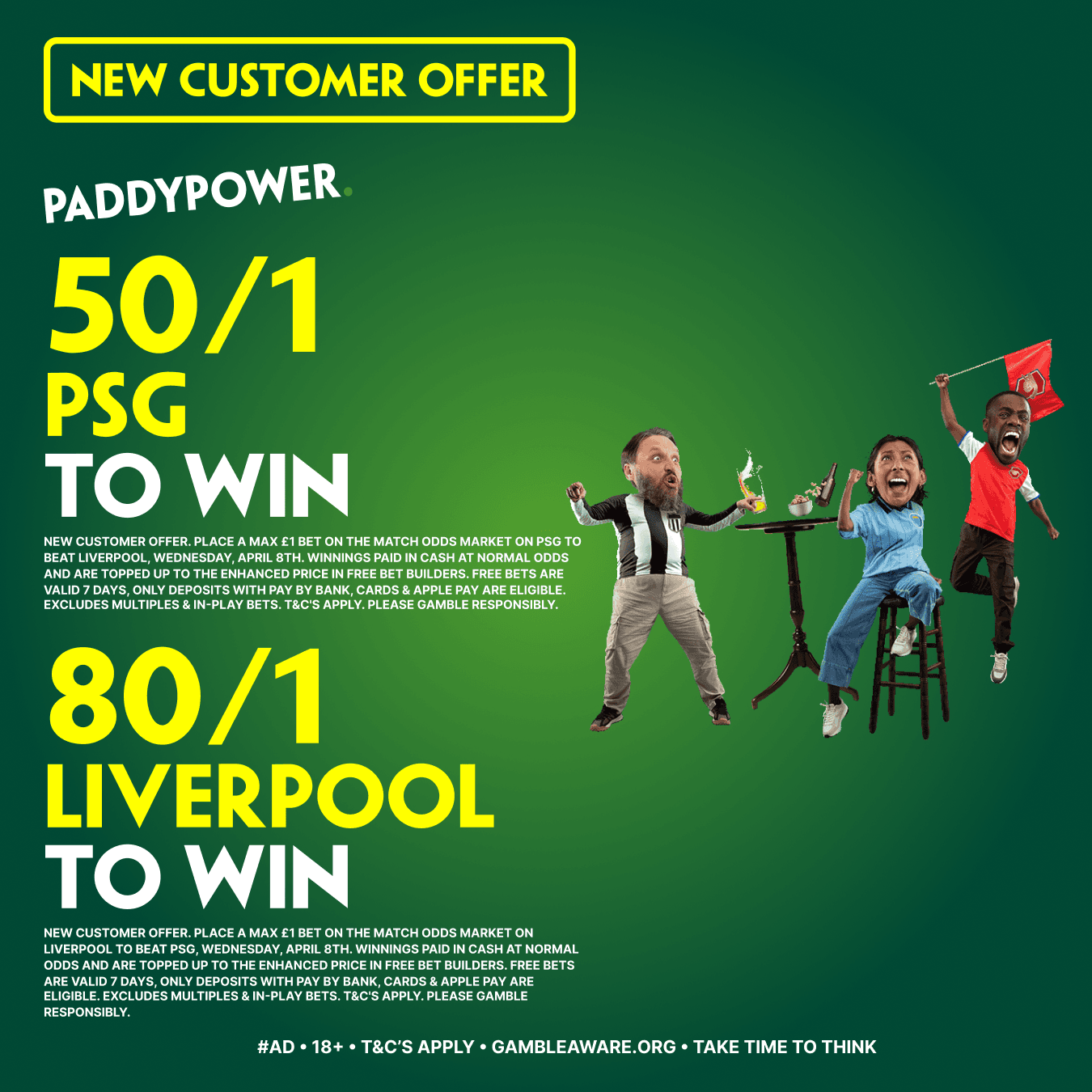 50/1 for PSG to win or 80/1 for Liverpool to win! Paddy Power Sign Up Offer 08/04/2026