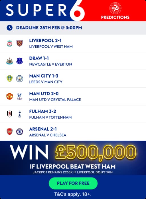 Super 6 Predictions