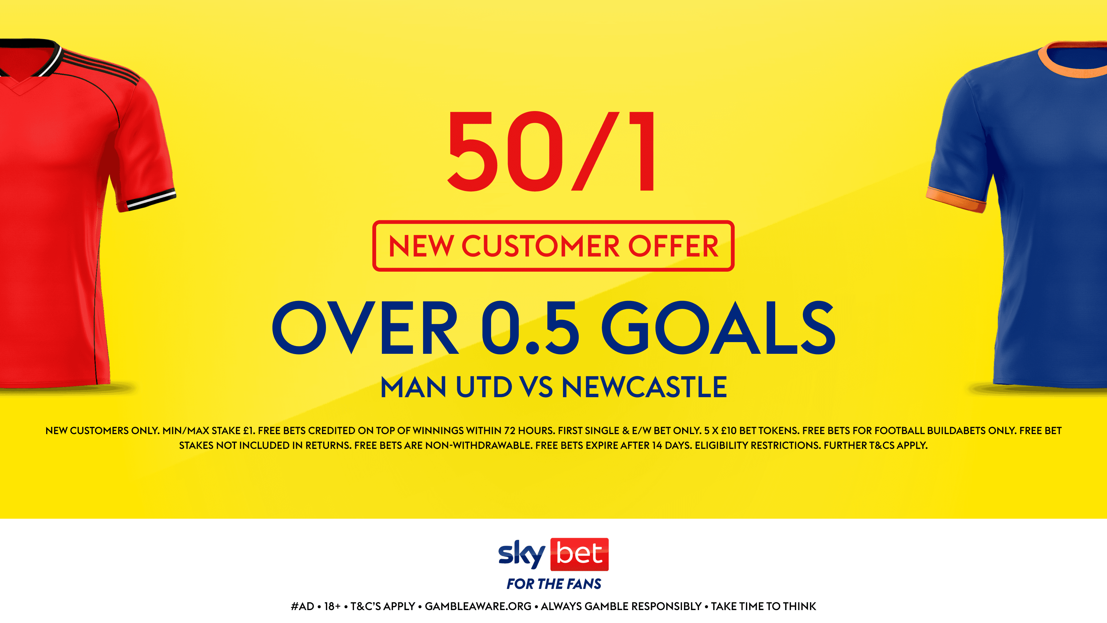 Get 50/1 on Over 0.5 Goals to be Scored in Man United vs Newcastle with Sky Bet's New Customer Offer 26/12/2025