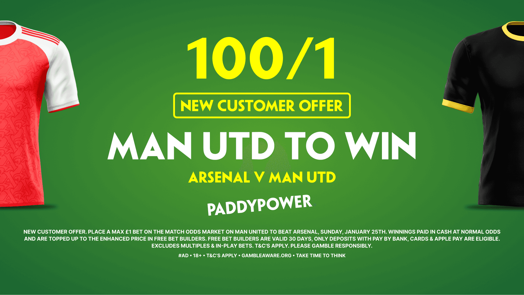 Arsenal vs Man United: Get £100 in Free Bets with Paddy Power! 25/01/2026