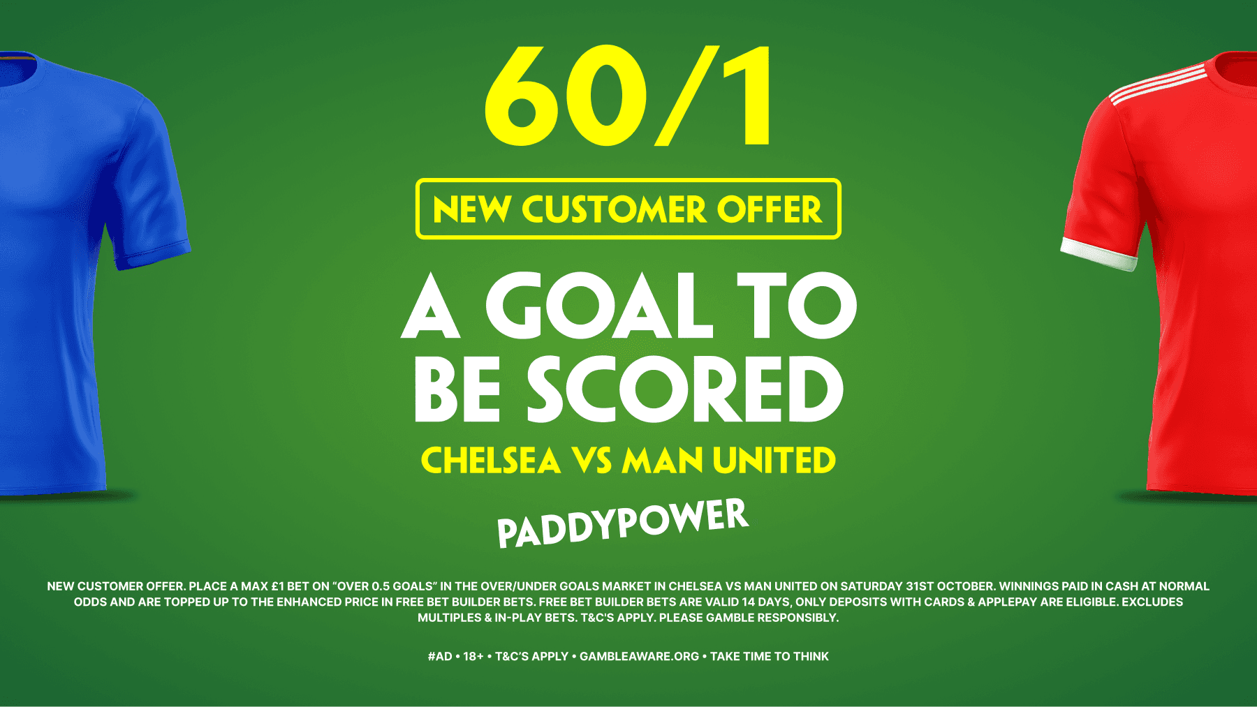 Paddy Power Sign Up Offer: 60/1 for Over 0.5 Goals in Chelsea vs Man United!