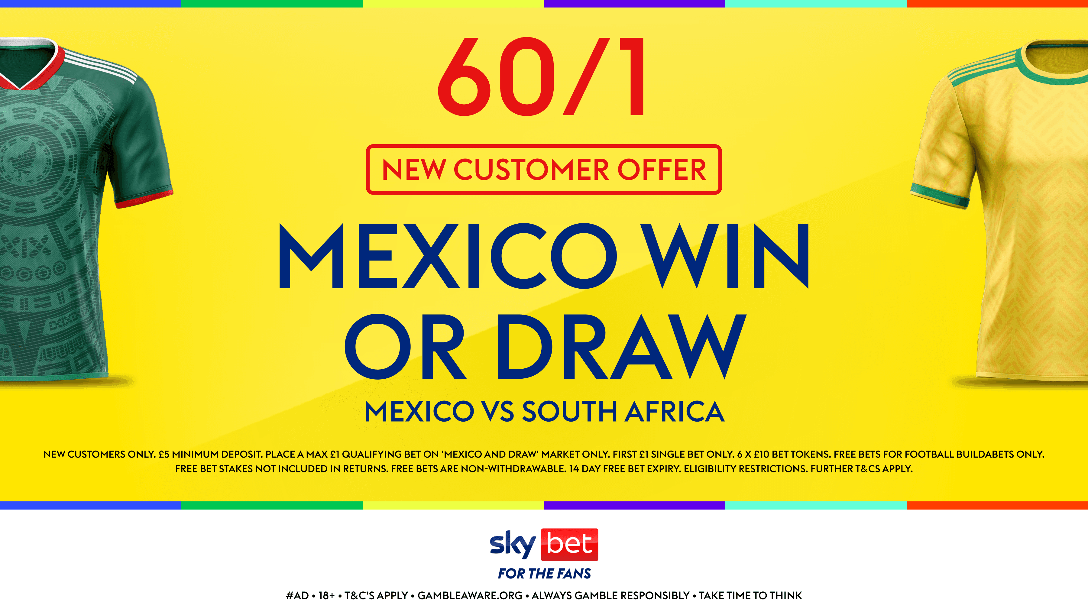 Sky Bet World Cup Offer: Mexico to win or Draw vs South Africa 60/1! 11/06/2026