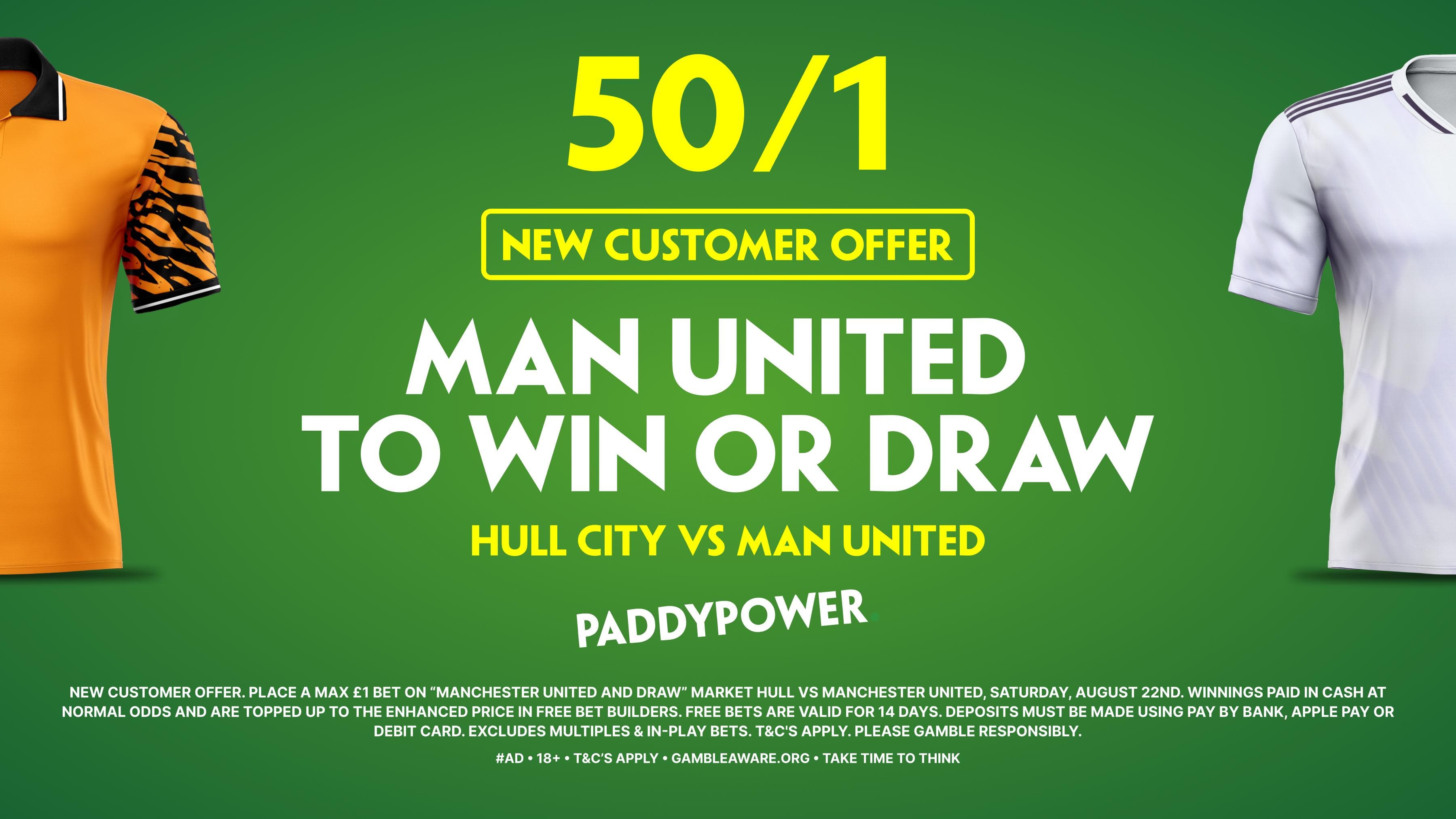 50/1 Man United to win or Draw! Paddy Power Sign Up Offer!