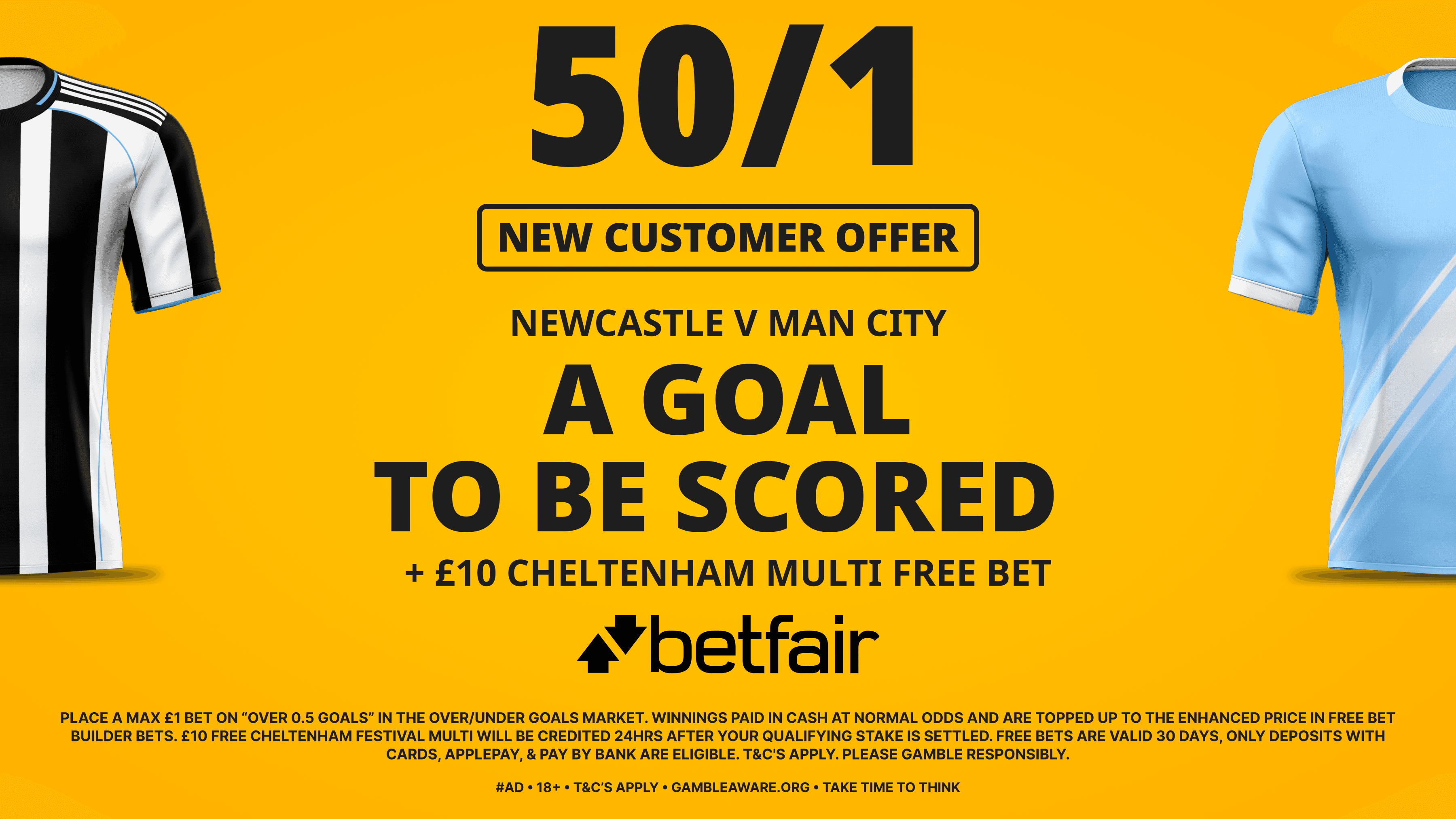 50/1 A Goal To Be Scored In Newcastle vs Man City with Betfair's New Customer Offer 07/03/2026