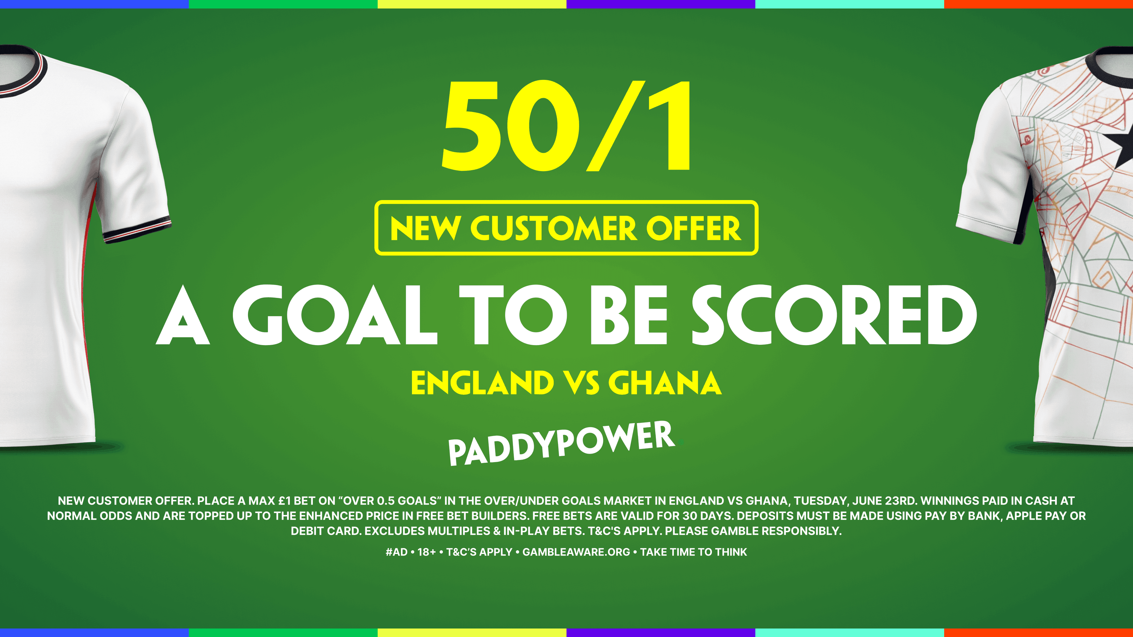 A Goal to be Scored in England vs Ghana 50/1! Paddy Power Sign Up Offer 22/06/2026