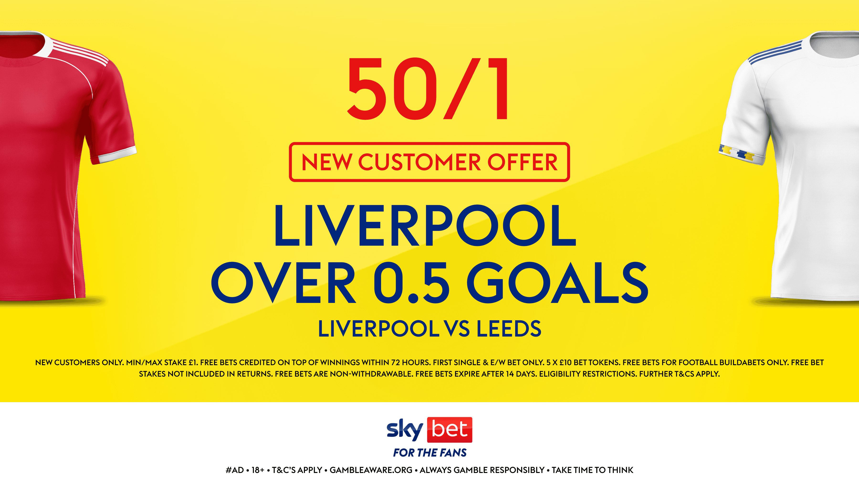 50/1 for Liverpool to score a goal vs Leeds with Sky Bet's New Customer Offer 01/01/2026