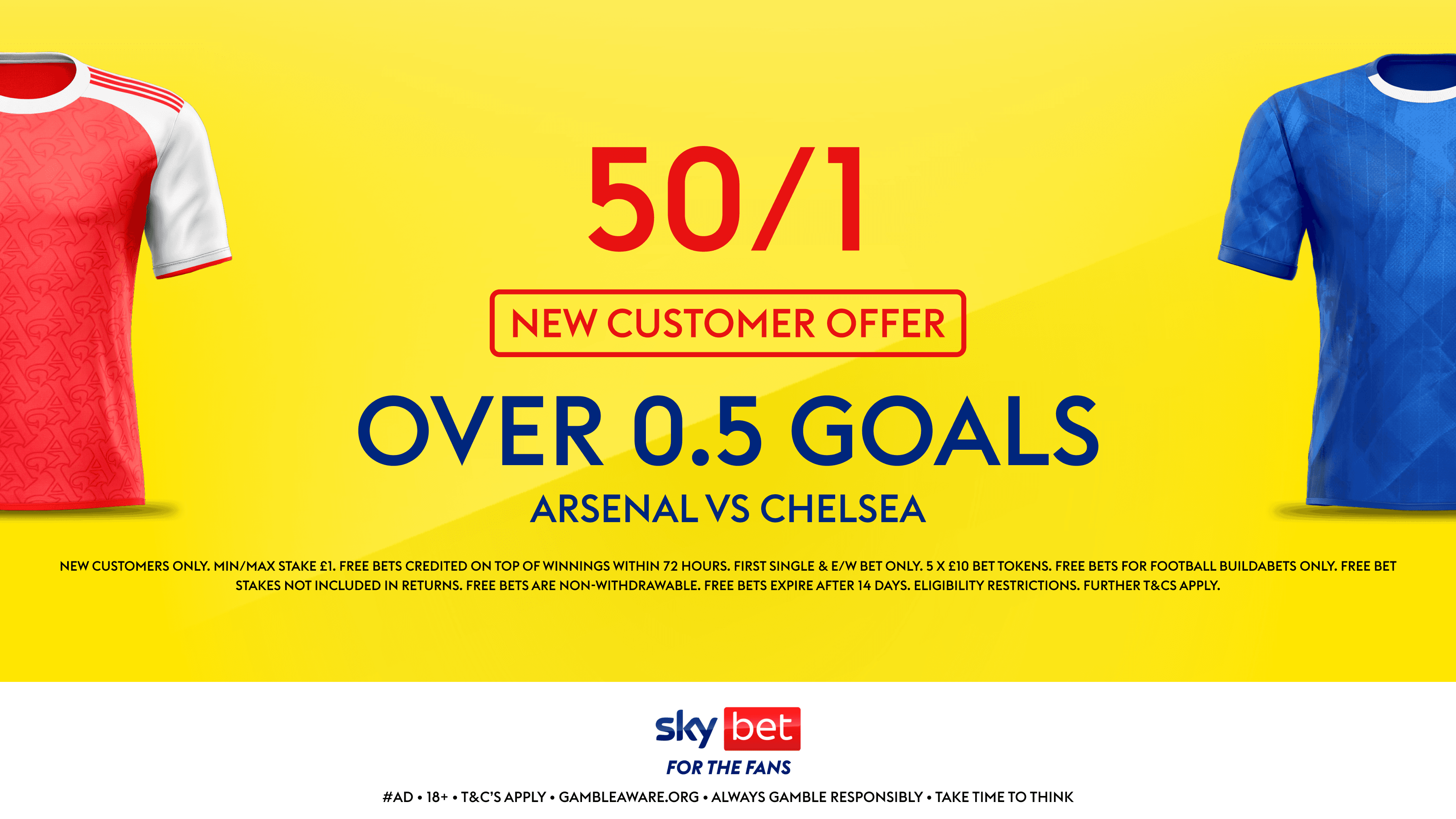 Get £50 in Free Bets for Arsenal vs Chelsea with Sky Bet's New Customer Offer 01/03/2026