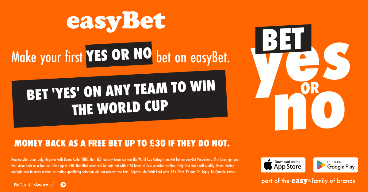 easyBet: Up to £30 back in Free Bets for the World Cup 08/06/2026