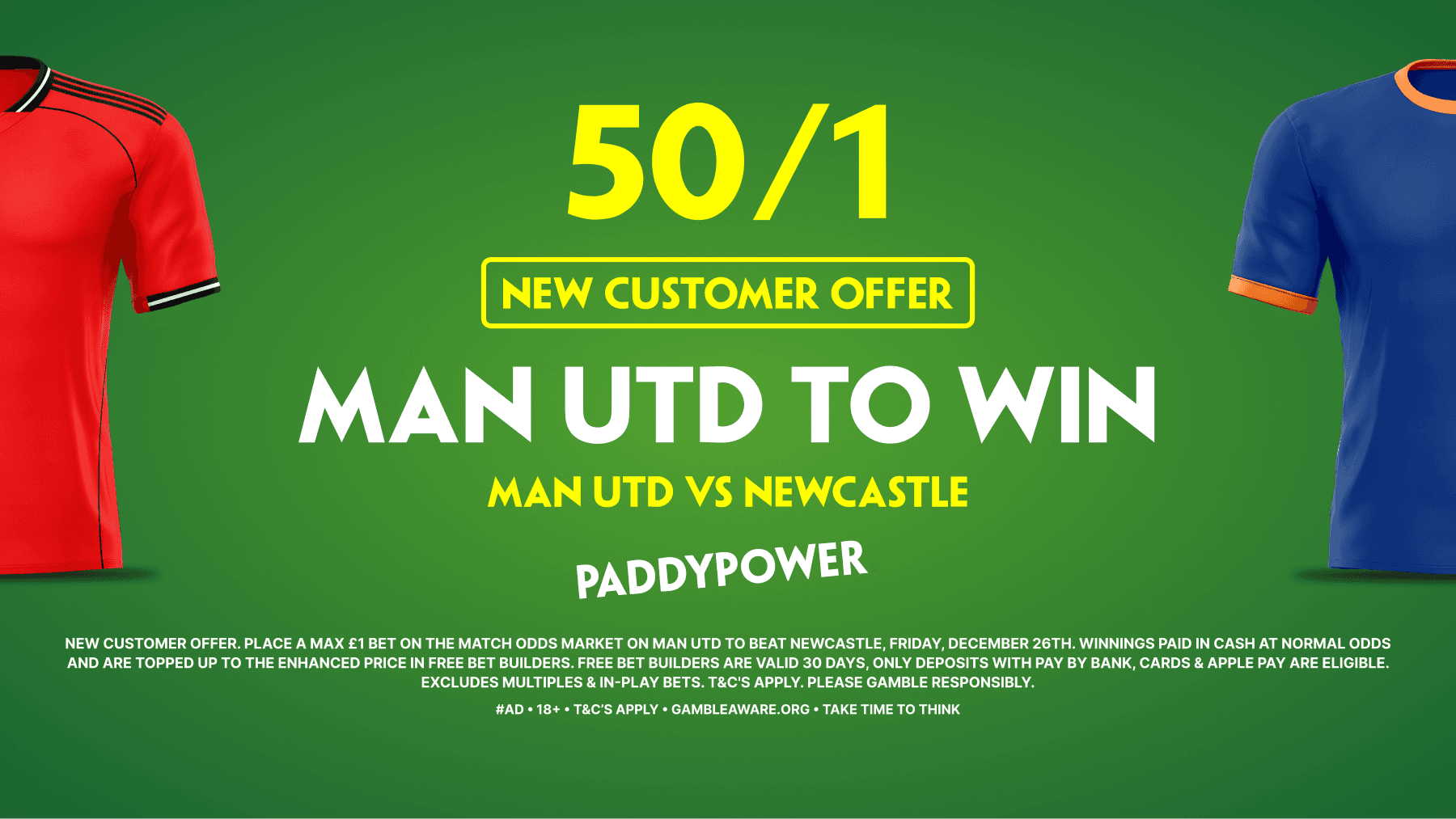 50/1 Man United to beat Newcastle! Paddy Power Sign Up Offer 26/12/2025