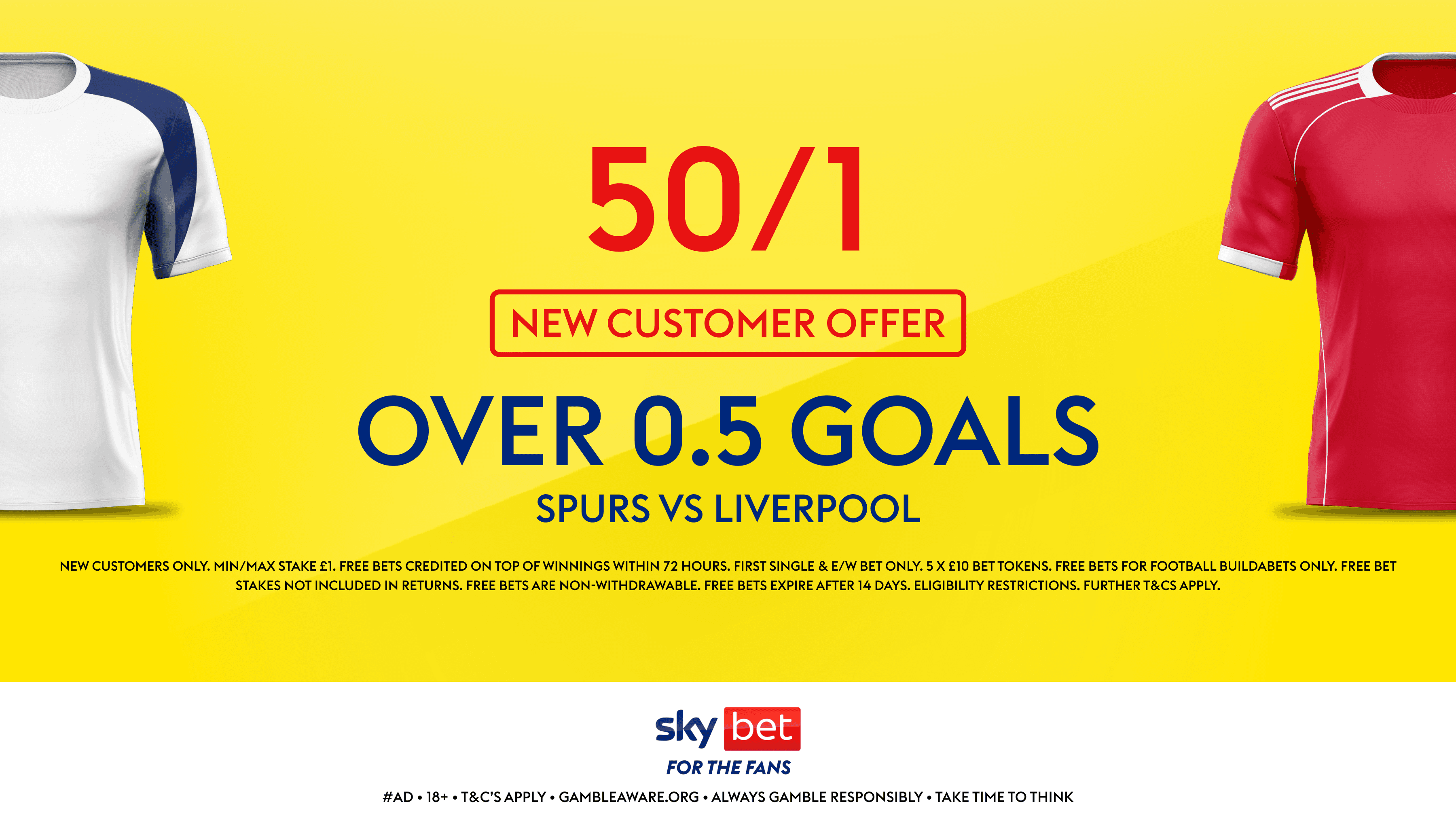 Get 50/1 on Over 0.5 Goals in Spurs vs Liverpool with Sky Bet's New Customer Offer 20/12/2025