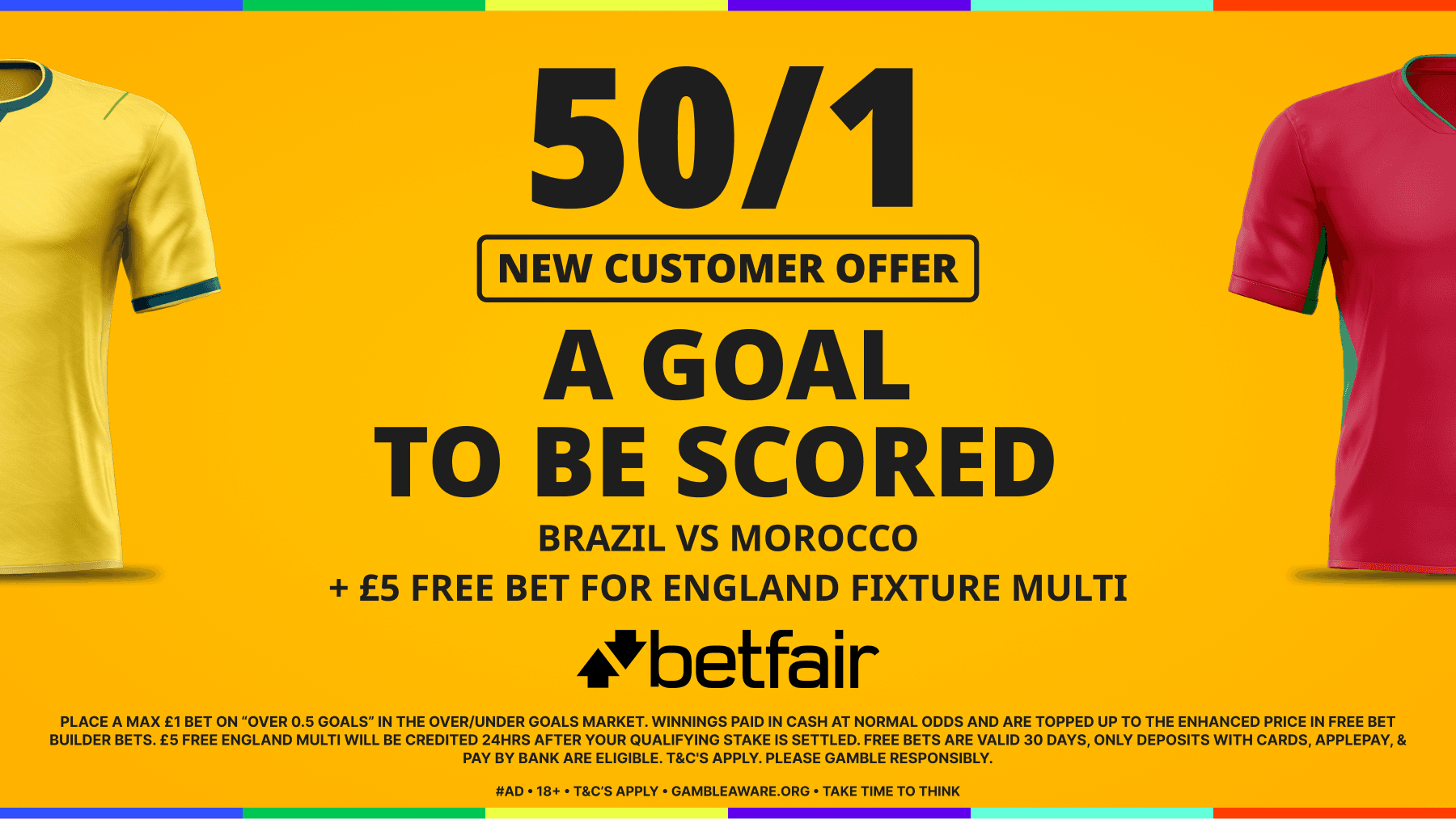 Betfair World Cup Offer: 50/1 A Goal To Be Scored In Brazil vs Morocco 13/06/26