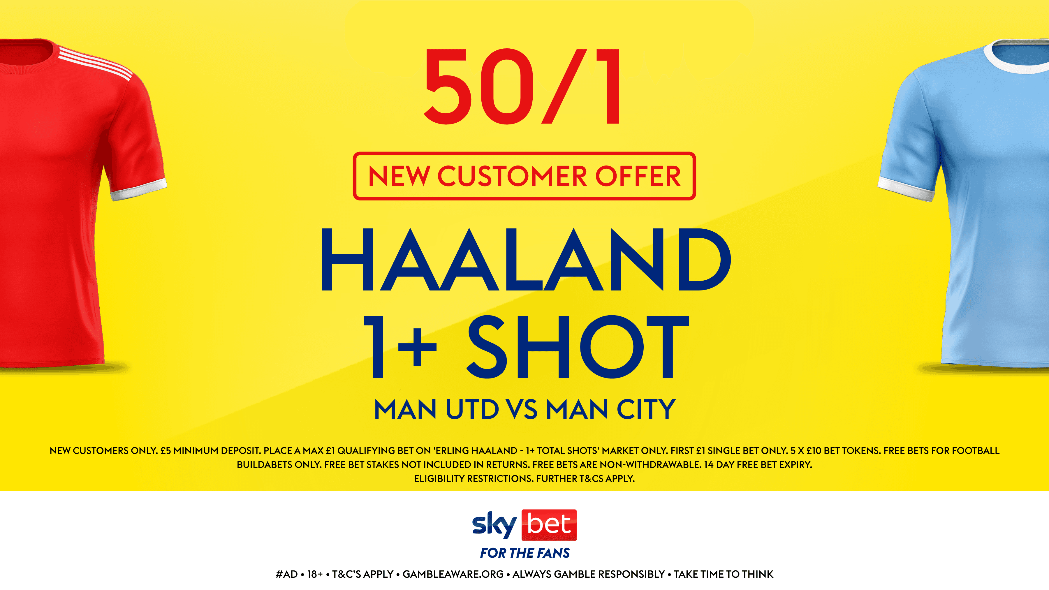 Erling Haaland 1 + Shot on Target 50/1 with Sky Bet's New Customer Offer!