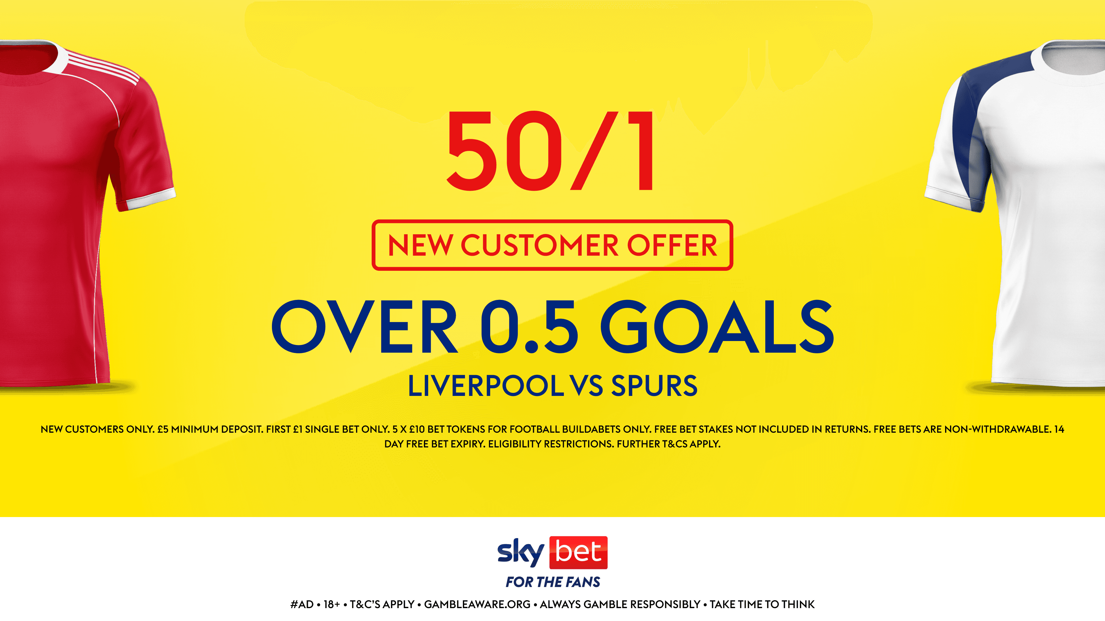 50/1 for Over 0.5 Goals in Liverpool vs Spurs with Sky Bet's New Customer Offer 15/03/2026