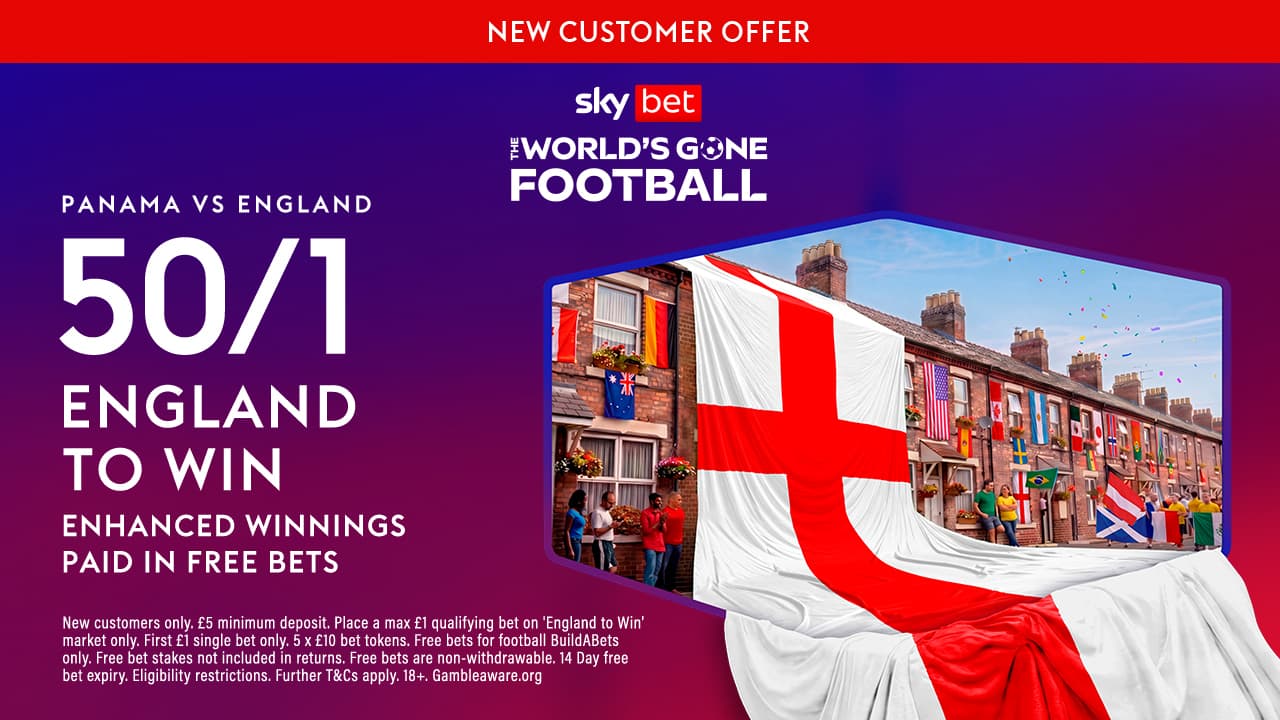 Sky Bet Sign Up Offer: 50/1 England to beat Panama! 27/06/2026