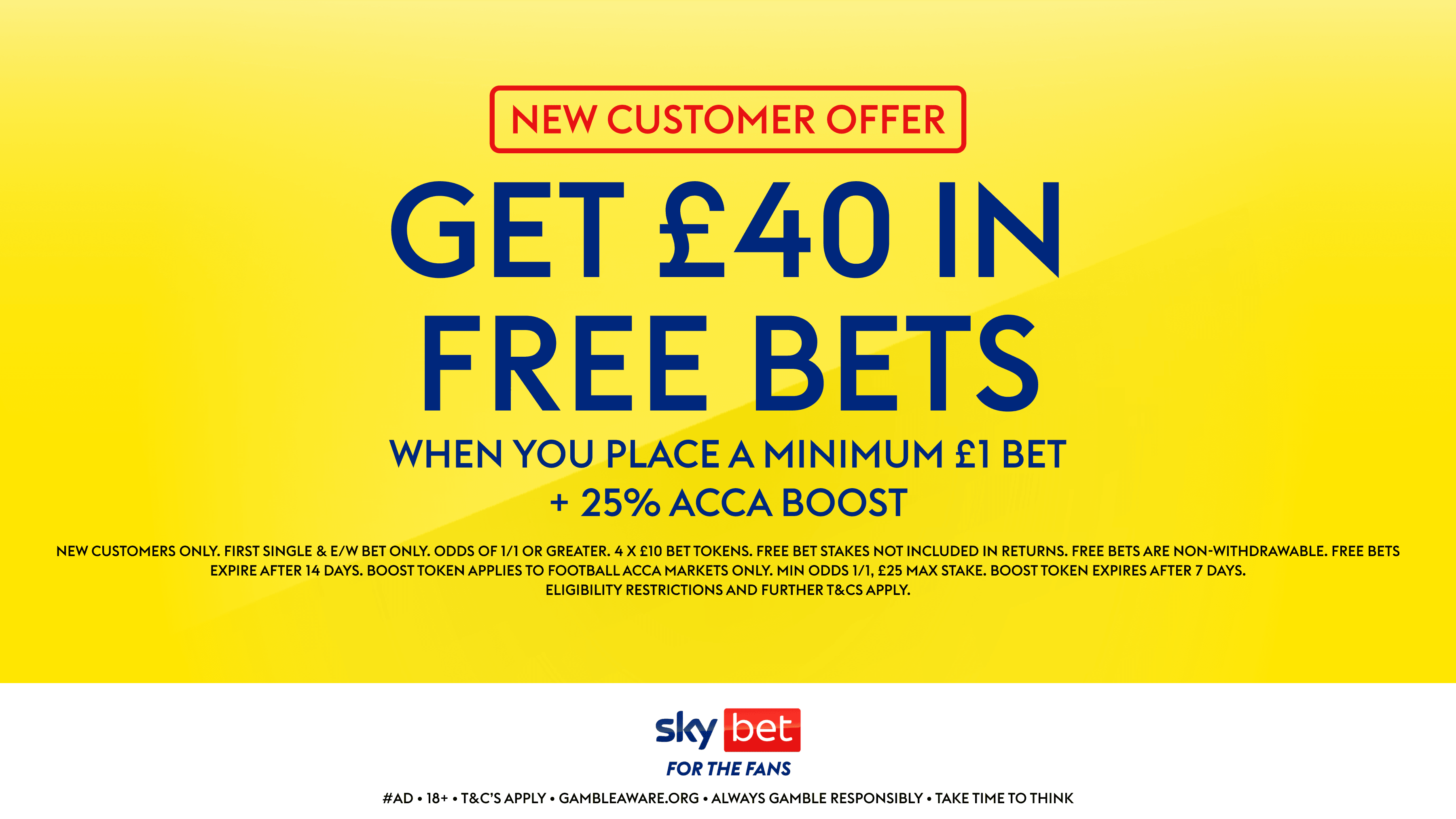Get £40 in Free Bets + 25% Acca Boost with Sky Bet's New Customer Offer! 28/01/2026