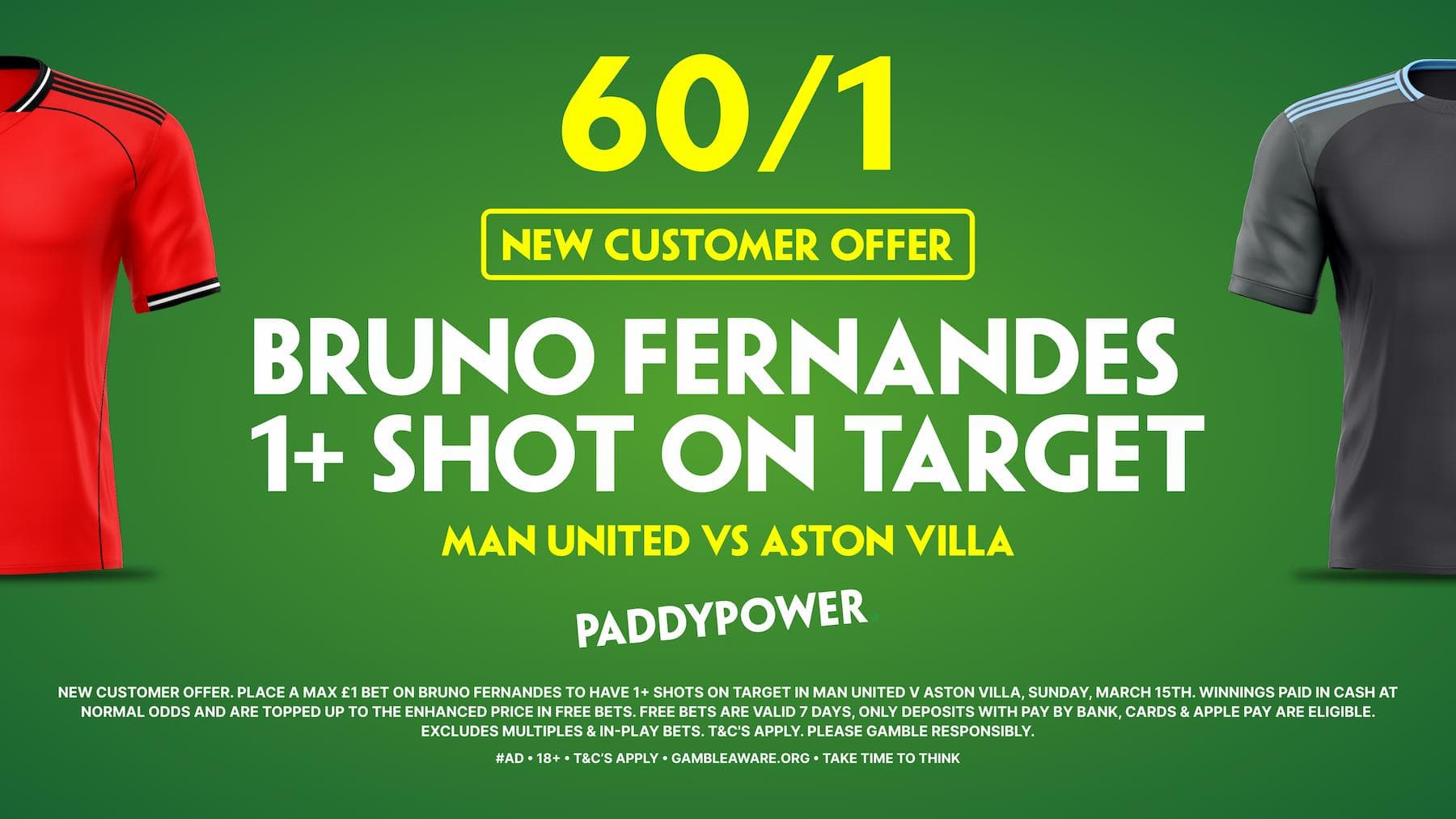 Bruno Fernandes Shot on Target @60/1! Paddy Power Sign Up Offer 15/03/2026