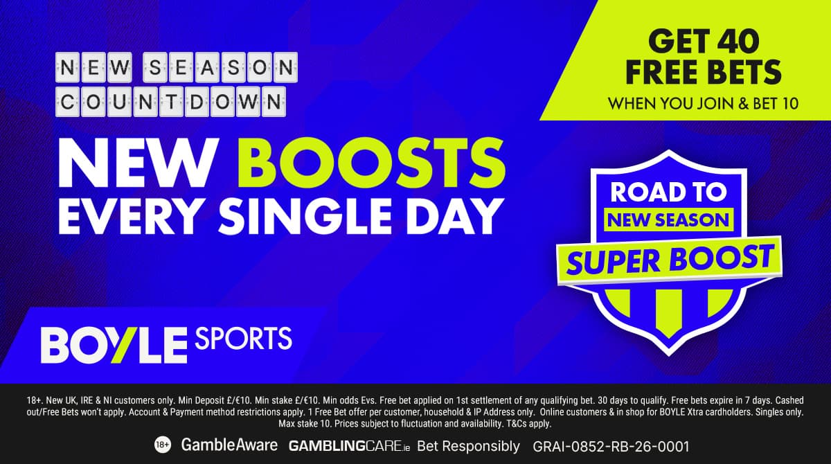 BOYLE Sports Sign Up Offer: Bet £10 Get £40 In Free Bets + New Boosts Every Single Day