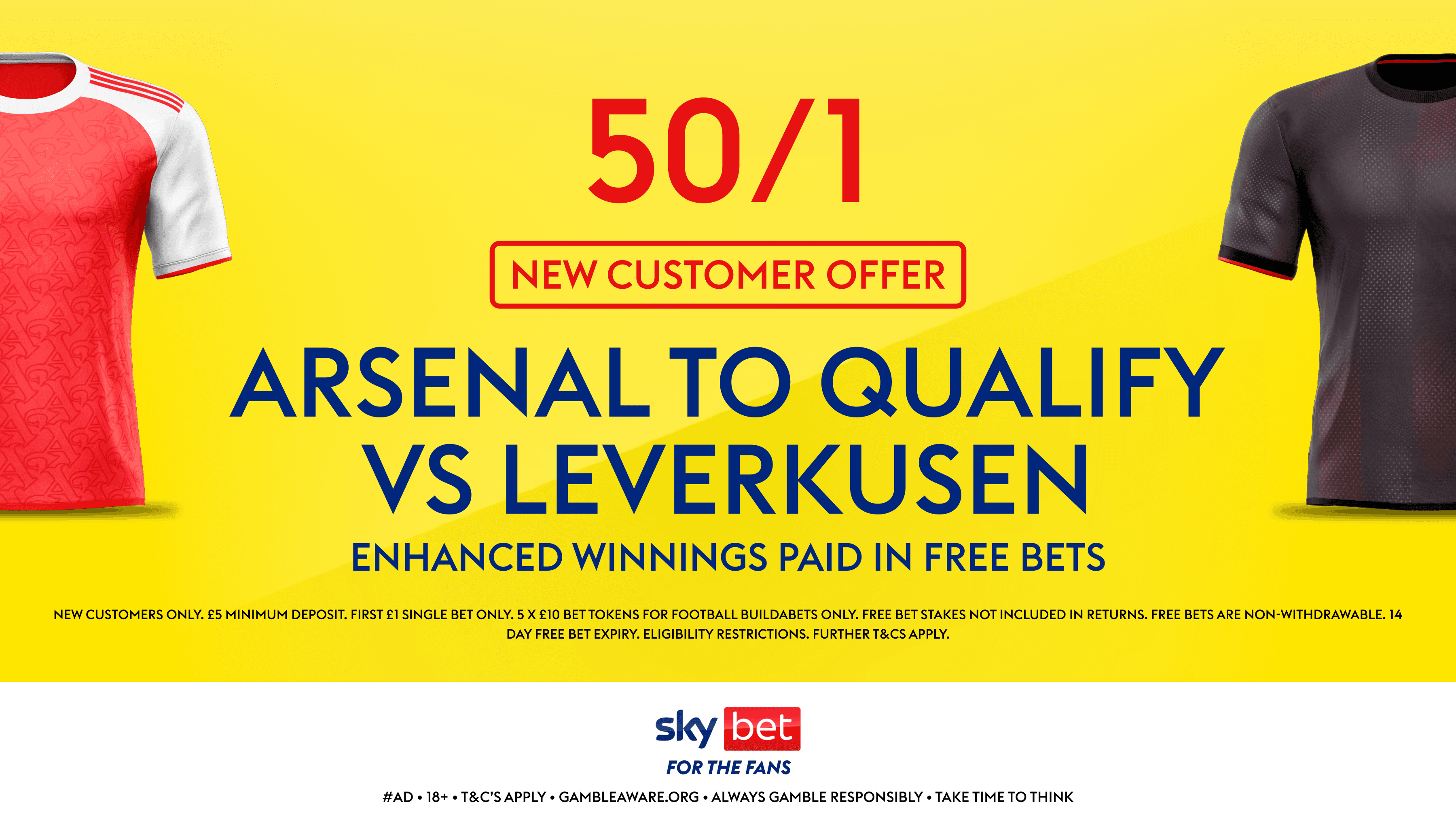 50/1 for Arsenal to Qualify with Sky Bet's New Customer Offer 17/03/2026