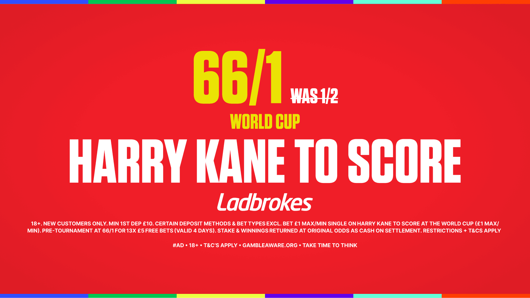 HARRY KANE TO SCORE AT THE WORLD CUP @ 66/1: New Customer Offer with Ladbrokes 10/06/2026