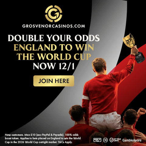 Grosvenor Sign Up Offer: England To Win The World Cup @ 12/1 - PAID IN CASH!