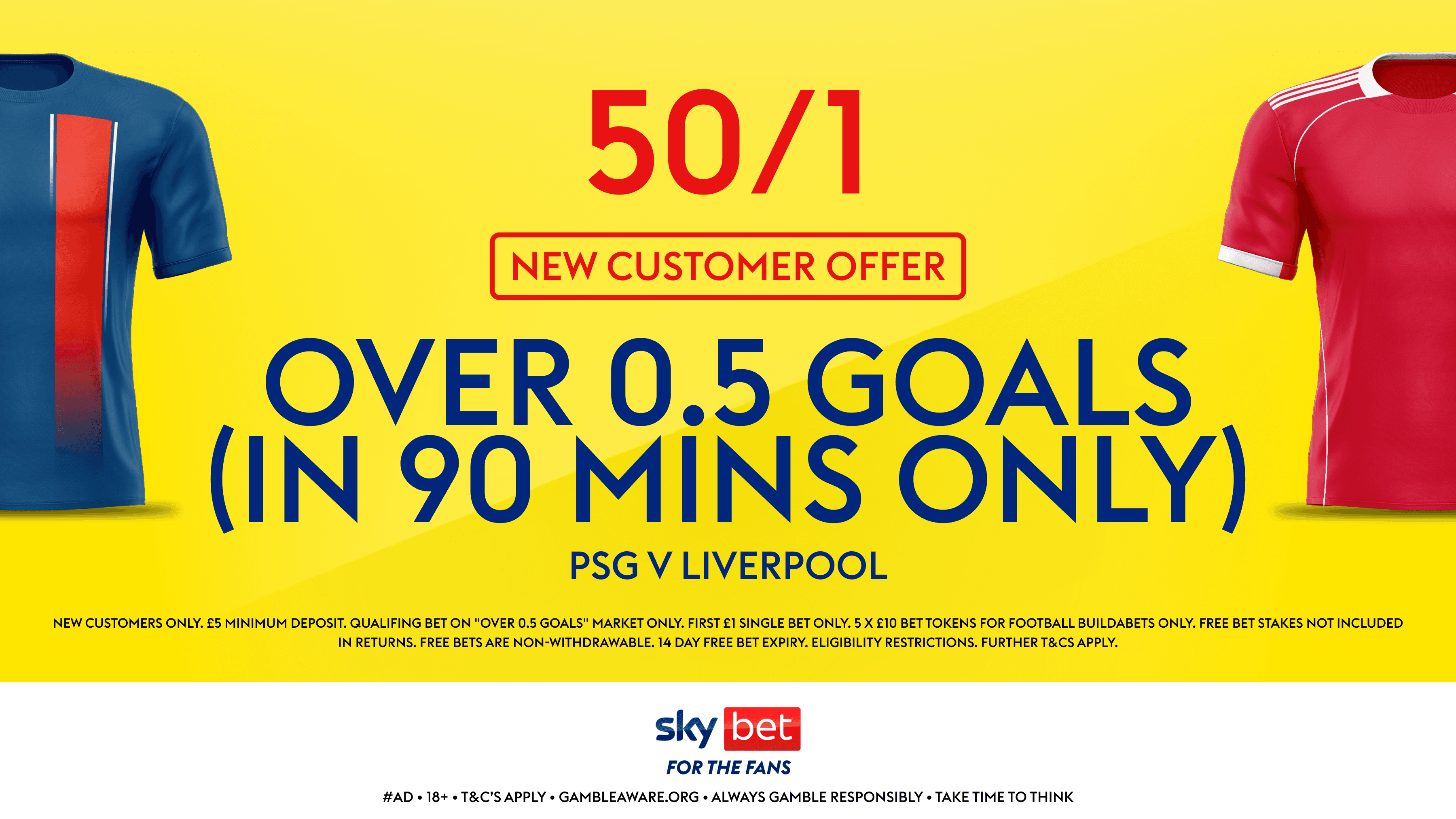 Get 50/1 on Over 0.5 Goals in PSG vs Liverpool with Sky Bet's New Customer Offer 08/04/2026