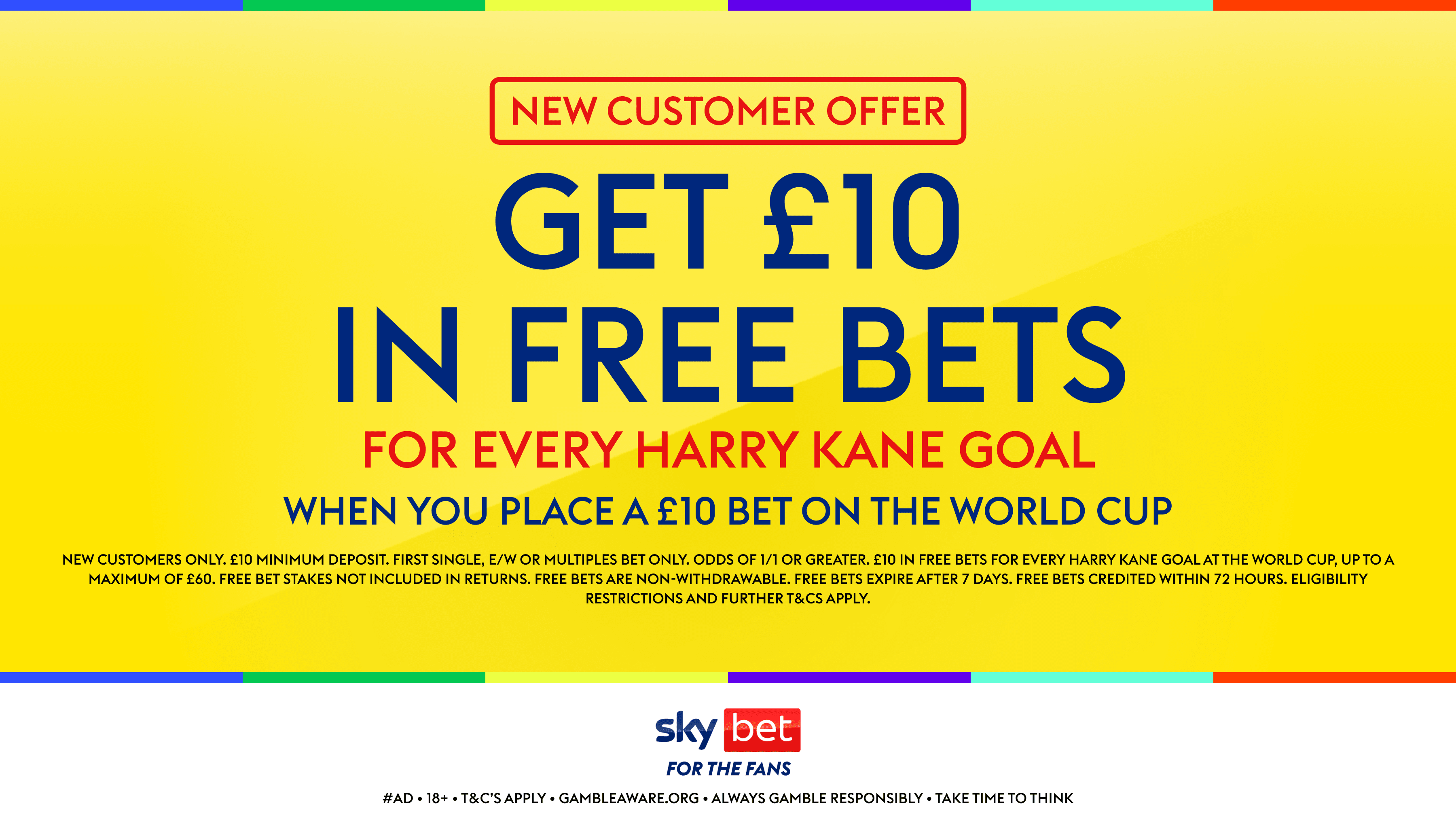 Sky Bet: £10 in Free Bets for Every Harry Kane Goal at the World Cup 12/06/2026