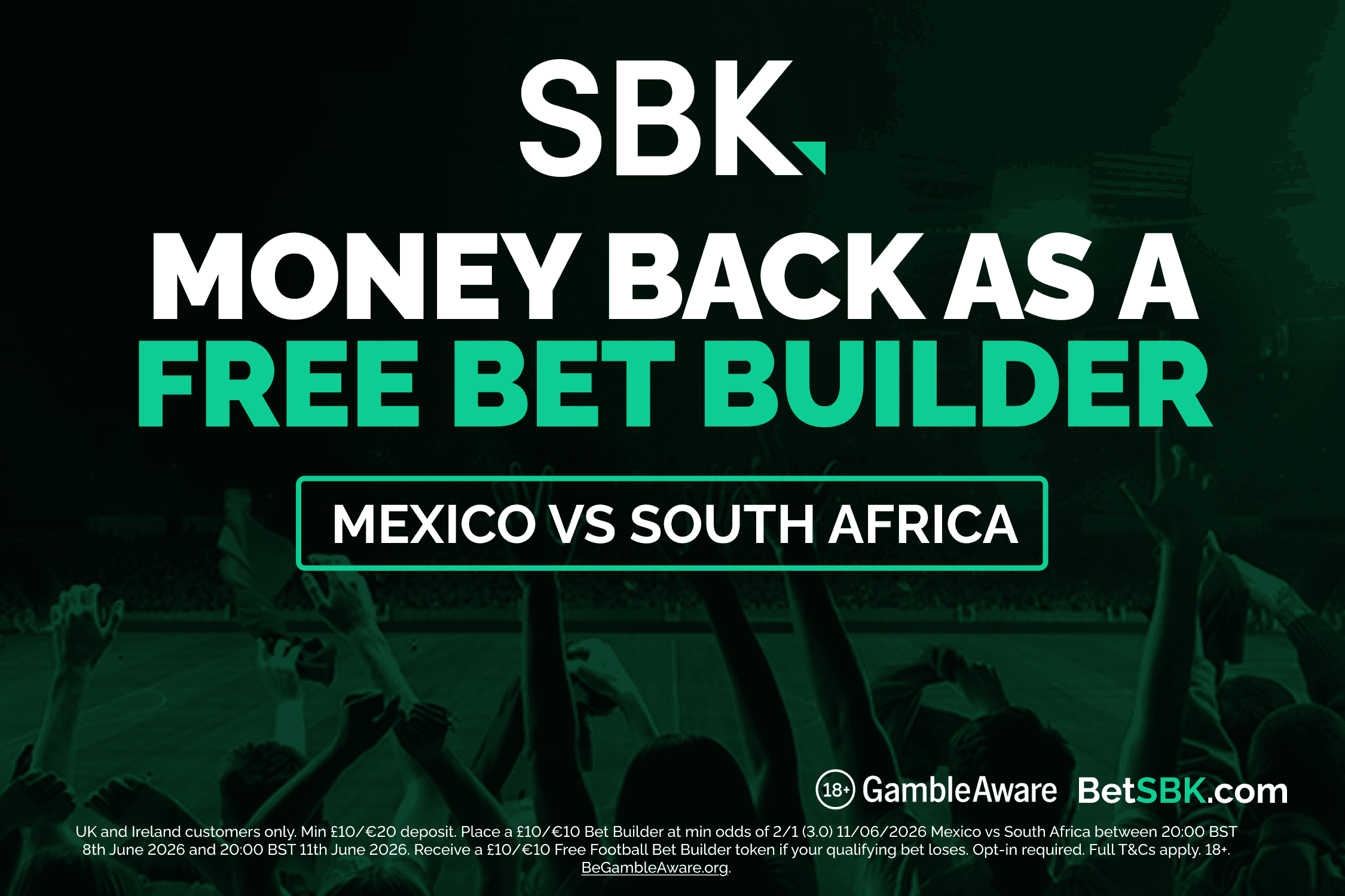 Mexico vs South Africa World Cup Offer: Money Back as a Bet Builder with SBK 11/06/2026