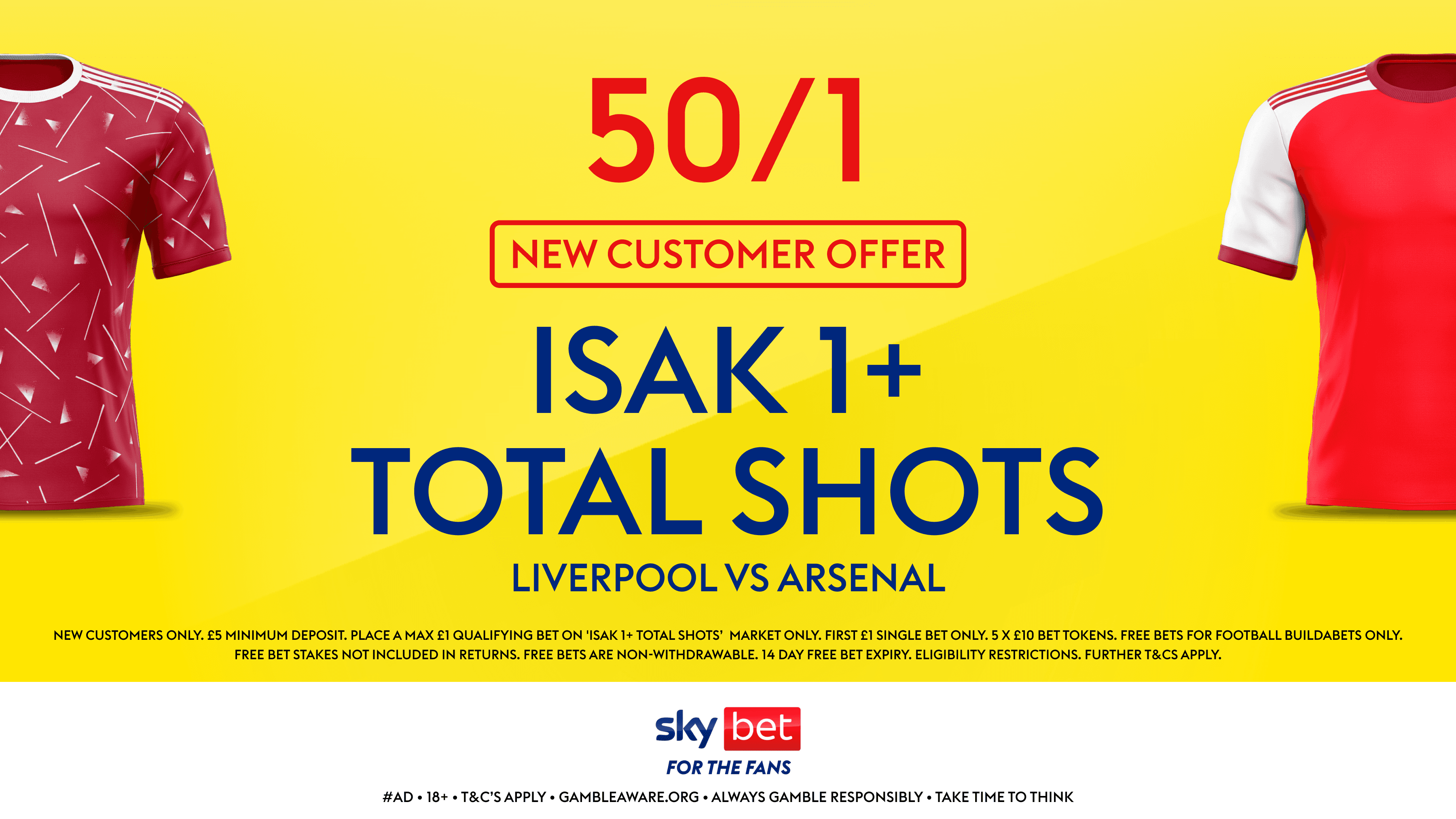 Liverpool vs Arsenal Sky Bet Sign Up Offer: 50/1 Isak 1+ Shots 01/11/2026