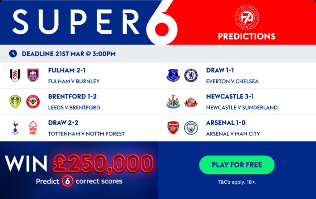 Super 6 Predictions Desktop