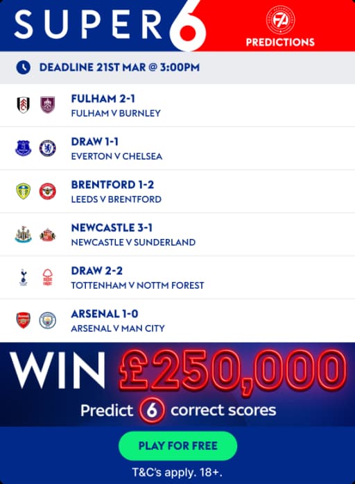 Super 6 Predictions Desktop