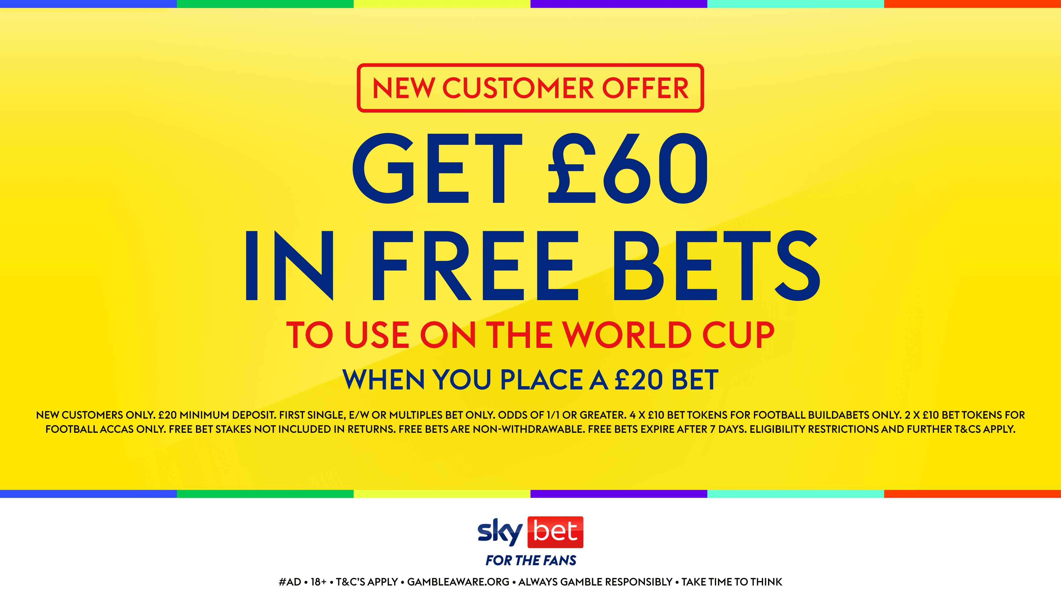 Bet £20 Get £60 in Free Bets for the World Cup with Sky Bet 10/06/2026